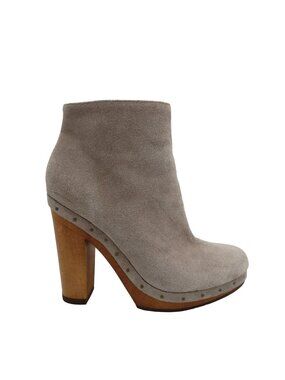 JOIE Women's Taupe Suede Dewitt Platform Clog Booties Size 37.5